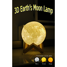 3D Printed Earth's Moon Lamp (Diameter 3 inches) (3 Colors)